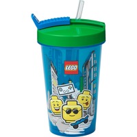 Room Copenhagen LEGO bæger med sugerør Iconic Boy Klar blå, Cup Blå/Grøn