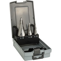 Bosch 2 608 587 426 borehoved Trin borehoved 3 stk, Drill bit sæt Boremaskine, Trin borehoved, Aluminium, Metal uden jern, Rør, Plast, Profil, Sandwich materiale, Høj-hastighed stål (HSS), 3 stk