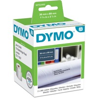 Dymo Originale LabelWriter Store Adresseetiketter | 36 mm x 89 mm | Selvklæbende | 2 ruller med 260 (520 let aftagelige etiketter) | til LabelWriter etiketmaskiner | Fremstillet i Europa Hvid, Selvklæbende printeretiket, Papir, Permanent, Rektandel, LabelWriter