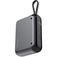 Nevox POWERBANK 10000mAh, integreret USB-C kabel, Power Bank grå