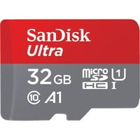 SanDisk Ultra microSD 32 GB MiniSDHC UHS-I Klasse 10, Hukommelseskort 32 GB, MiniSDHC, Klasse 10, UHS-I, 120 MB/s, Grå, Rød