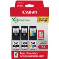 Canon 3712C012 blækpatron 3 stk Original Højt (XL) udbytte Sort, Blå, Magenta, Gul Højt (XL) udbytte, Sort, Blå, Magenta, Gul, 3 stk, Foto værdipakke