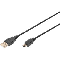 Digitus USB 2.0 tilslutningskabel USB-A (stik) > Mini-USB (stik) Sort