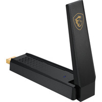 MSI AXE5400 interface-kort/adapter USB 2.0, Wi-Fi-adapter USB Type-A, USB 2.0, Hanstik, Sort, Windows 10, Windows 11, 102 mm