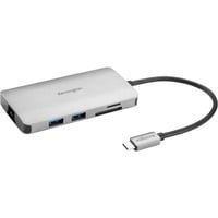 Kensington UH1400P USB-C 8-IN-1 DRIVERLESS MOBILE DOCK, Docking station Sølv, USB 3.2 Gen 1 (3.1 Gen 1) Type-C, 85 W, 10,100,1000 Mbit/s, Sort, Sølv, MicroSD (TransFlash), SD, Kina