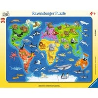 Ravensburger Børnepuslespil verdenskort med dyr 