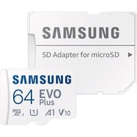 SAMSUNG MB-MC64S 64 GB MicroSDXC UHS-I, Hukommelseskort Hvid, 64 GB, MicroSDXC, UHS-I, 160 MB/s, Class 1 (U1), V10