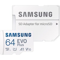 Samsung MB-MC64S 64 GB MicroSDXC UHS-I, Hukommelseskort Hvid, 64 GB, MicroSDXC, UHS-I, 160 MB/s, Class 1 (U1), V10