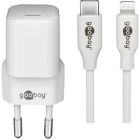 goobay Apple Lightning / USB-C PD opladningssæt 30 Watt, Oplader Hvid