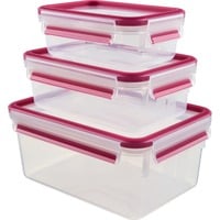 Emsa 515584 enhed til madopbevaring Rektangulær Kasse Grøn, Transparent 3 stk, Boks gennemsigtig/Hindbær, Kasse, Rektangulær, Grøn, Transparent, Termoplastisk elastomer (TPE), Tyskland, 3 stk