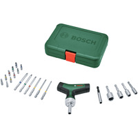 Bosch Bit-ratelskruetrækker med T-håndtag og bitsæt, 22 dele, Bit sæt Grøn/Sort