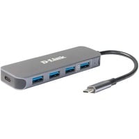 D-Link DUB-2340 interface hub USB Type-C 5000 Mbit/s Grå, USB hub USB Type-C, USB 3.2 Gen 1 (3.1 Gen 1) Type-A, USB Type-C, 5000 Mbit/s, Grå, 60 W, Strøm