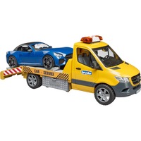 bruder MB Sprinter Autotransporter med lys- og lydmodul, Model køretøj Orange/Blå