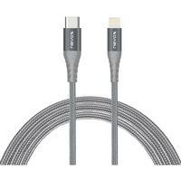 Nevox 1886 Lightning kabel 2 m Grå, Sølv Sølv/grå, 2 m, Lightning, USB C, Hanstik, Hanstik, Grå, Sølv