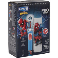 Procter & Gamble Vitality Pro Kids Spiderman Barn Roterende, pulserende tandbørste Blå, Rød, El-tandbørste Blå/Hvid, Barn, Roterende, pulserende tandbørste, Daglig pleje, Sensitiv, Super sensitive, Blå, Rød, 7800 Omdrejninger pr. minut, 4 x 30 sek.