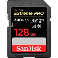SanDisk Extreme PRO 128 GB SDXC UHS-II Klasse 10, Hukommelseskort Sort, 128 GB, SDXC, Klasse 10, UHS-II, 300 MB/s, 260 MB/s