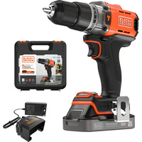 BLACK+DECKER POWERCONNECT Akku slagboremaskine BCD383D1XK, 18 volt, Slagborer skruemaskine Orange/Sort