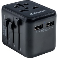 Verbatim 49543 strømstik adapter Universel Sort, Rejse stikkontakt Sort, Universel, Universel, Type A, Type B, Type C (eurostik), Type E (FR), Type F, Type G (UK), Type I (AU), Type J (CH),..., Type A, Type B, Type C, Type D (UK), Type E (FR), Type F, Type G (UK), Type H (IL), Type I (AU),..., 100 - 250 V, 50 - 60 Hz