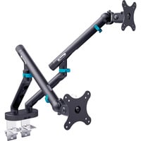 Digitus Dobbelt design skærmholder, 2x 35", 2x 10 kg, Skærmbeslag Sort