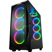 Sharkoon REV300 Tower Sort, Towerkabinet Sort, Tower, PC, Sort, ATX, EATX, micro ATX, Mini-ITX, Hærdet glas, Kabinet faner