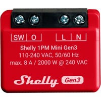 Shelly Plus 1PM Mini Gen3, Relay Rød/Sort