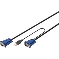 Digitus KVM-kabelsæt USB DS-19231, til KVM-konsoller, Y-kabel Sort
