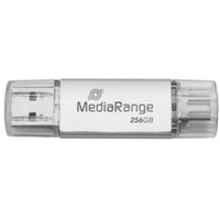 MediaRange Kombo-Speicherstick 256 GB, USB-stik Sølv/gennemsigtig