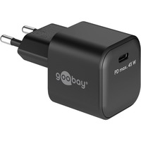 goobay USB-C nano hurtigoplader, PD, GaN, 45 watt Sort