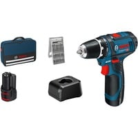 Bosch GSR 12V-15 Professional 1300 rpm Sort, Blå, Bore-/ skruemaskine Blå/Sort, Skruemaskine, Pistolhåndtag, Sort, Blå, 1300 rpm, 400 rpm, 1300 rpm