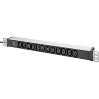 Digitus 19" PDU strømfordelingsliste med aluminiumsprofil, 12 x C13, Strømskinne Sort/aluminium