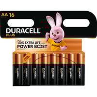 Duracell Plus Engangsbatteri AA Alkaline Engangsbatteri, AA, Alkaline, 1,5 V, 16 stk, Sort, Guld