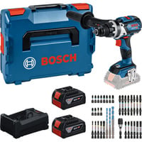 Bosch Værktøjssæt: batteridrevet bore-/skruemaskine 18 volt 110 Nm med 2 batterier 5,0 Ah, oplader og bitsæt boxed
