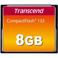 Transcend TS8GCF133 Hukommelseskort Sort, 8 GB, CompactFlash, MLC, 50 MB/s, 20 MB/s, Sort