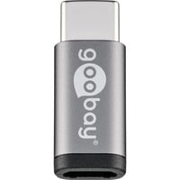 goobay 56635 kabel kønsskifter USB-C USB 2.0 Micro-Buchse (Typ B) Sort, Adapter grå, USB-C, USB 2.0 Micro-Buchse (Typ B), Sort