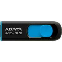 ADATA UV128 USB-nøgle 512 GB USB Type-A 3.2 Gen 1 (3.1 Gen 1) Sort, Blå, USB-stik Sort/Blå, 512 GB, USB Type-A, 3.2 Gen 1 (3.1 Gen 1), 100 MB/s, Glide, Sort, Blå