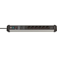 Brennenstuhl Premium-Protect-Line stikdåse 6-vejs, Strømskinne Sort/aluminium