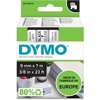 Dymo Ægte D1-etiketter | Sort skrift på gennemsigtig tape | 9 mm x 7 m | Selvklæbende etiketter til LabelManager-mærkningsmaskiner | Fremstillet i Europa Sort på transparant, Polyester, Belgien, -18 - 90 °C, DYMO, LabelManager, LabelWriter 450 DUO