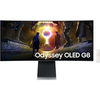 Samsung G85SD computerskærm 86,4 cm (34") 3440 x 1440 pixel UltraWide Quad HD OLED Sølv, Gaming Skærm Sølv, 86,4 cm (34"), 3440 x 1440 pixel, UltraWide Quad HD, OLED, 0,03 ms, Sølv