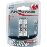 Ansmann Micro AAA/FR03 Engangsbatteri Alkaline Sølv, Engangsbatteri, Alkaline, 1,5 V, 2 stk, Sølv, AAA/FR03
