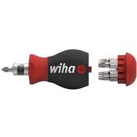 Wiha Skruetrækker Stubby 1/4", med bitmagasin Sort/Rød