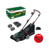 Bosch Batteridrevet plæneklipper Rotak18V2-43, 36 volt (2x18V) + kniv + mulching-stik Grøn/Sort