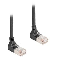 DeLOCK Patchkabel RJ-45 Cat.6a S/FTP, Slim 90° vinklet Sort