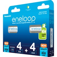 Panasonic Batteri eneloop 4+4 kombi 1,2V, 4x Micro AAA + 4x Mignon AA 