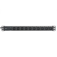 Digitus 19" stikdåse C13 med aluminiumprofil, 10-vejs, 1U, Strømskinne Sort/aluminium