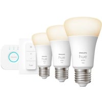 Philips Hue Startsæt: 3 x E27 pærer (1100) + Dimmer switch, LED-lampe Philips Hvide Hue pærer Startsæt: 3 x E27 pærer (1100) + Dimmer switch, Smart pære, Bluetooth, Hvid, Integreret LED, E27, A60