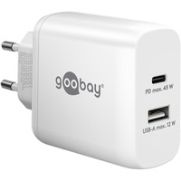 goobay USB-C PD dobbelt hurtigoplader 45 watt Hvid
