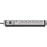 Brennenstuhl Premium-Line stikdåse 6-vejs, 19" format, Strømskinne Sort/Lys grå