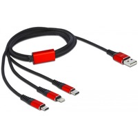 DeLOCK 86709 USB-kabel 1 m USB 2.0 USB A USB C/Lightning Sort, Rød Sort/Rød, 1 m, USB A, USB C/Lightning, USB 2.0, Sort, Rød