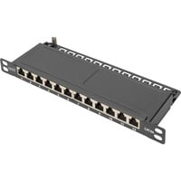 Digitus 10" Slim patchpanel, 12 porte, Cat.6a, Patch Panel Sort