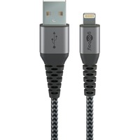 goobay USB 2.0 adapterkabel, USB-A stik > Lightning stik grå/Sølv